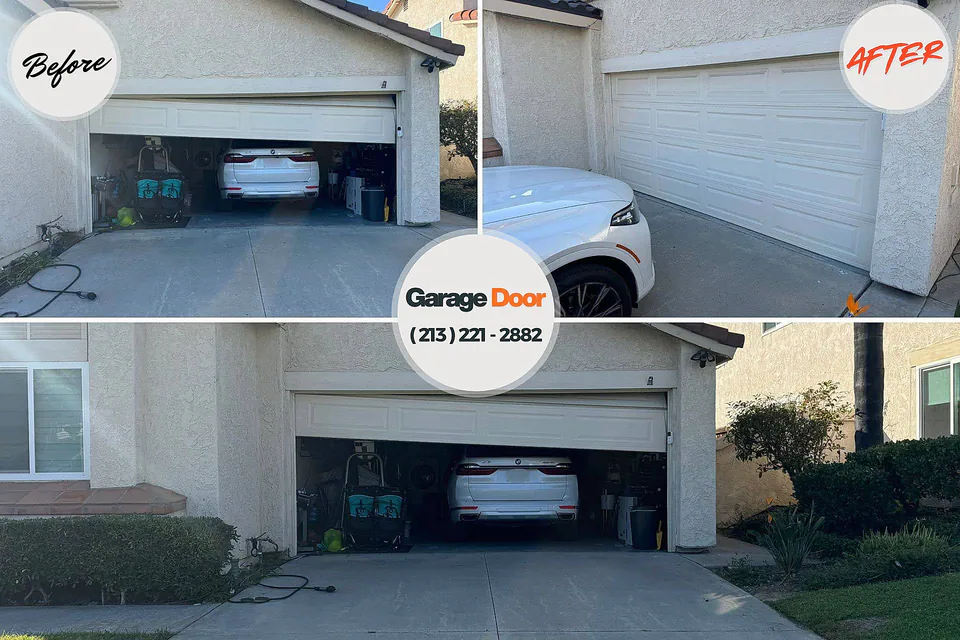 Before and after: garage door repair Greentown, IN